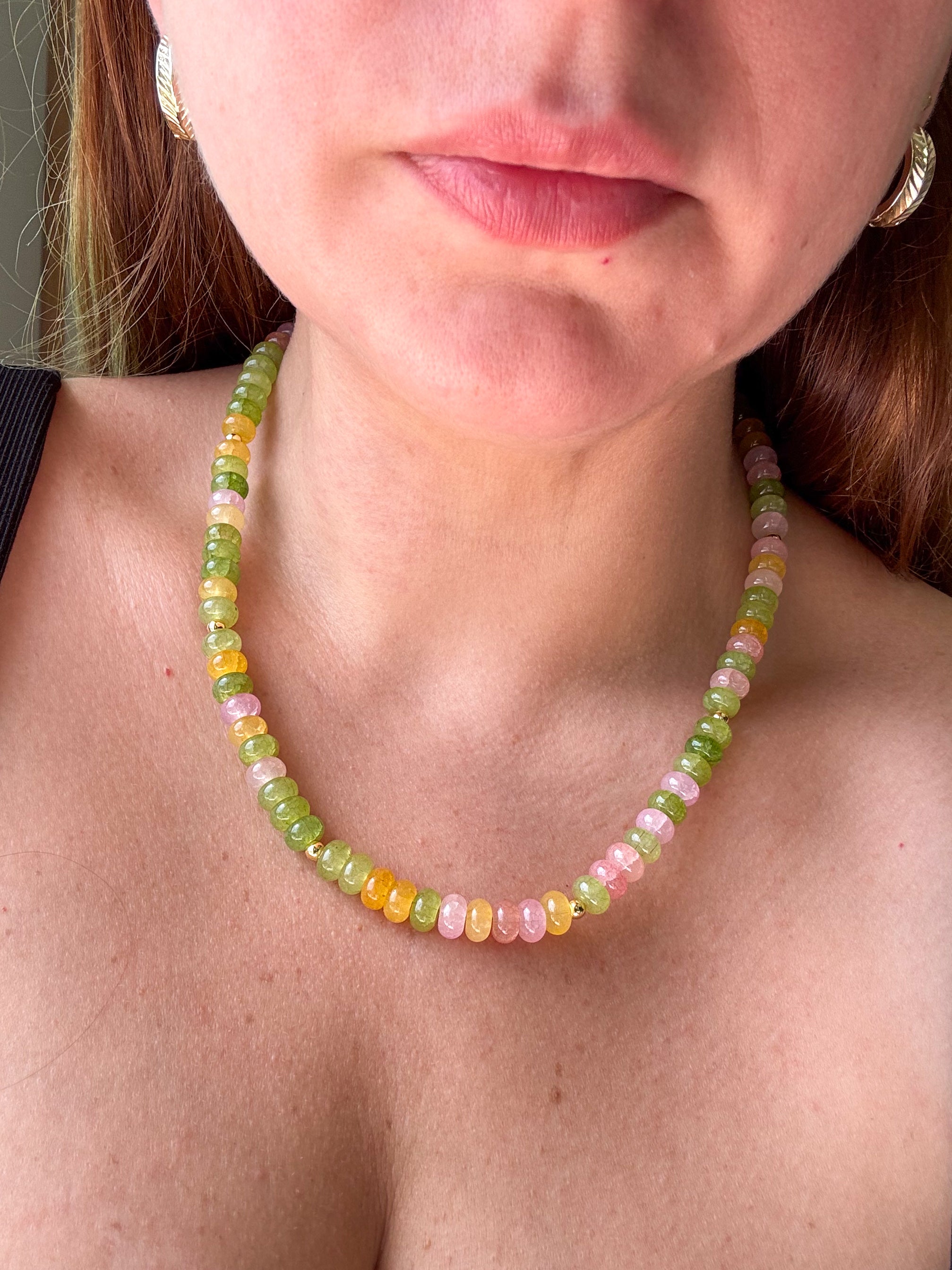 Multicolor Turmaline Beads Necklace
