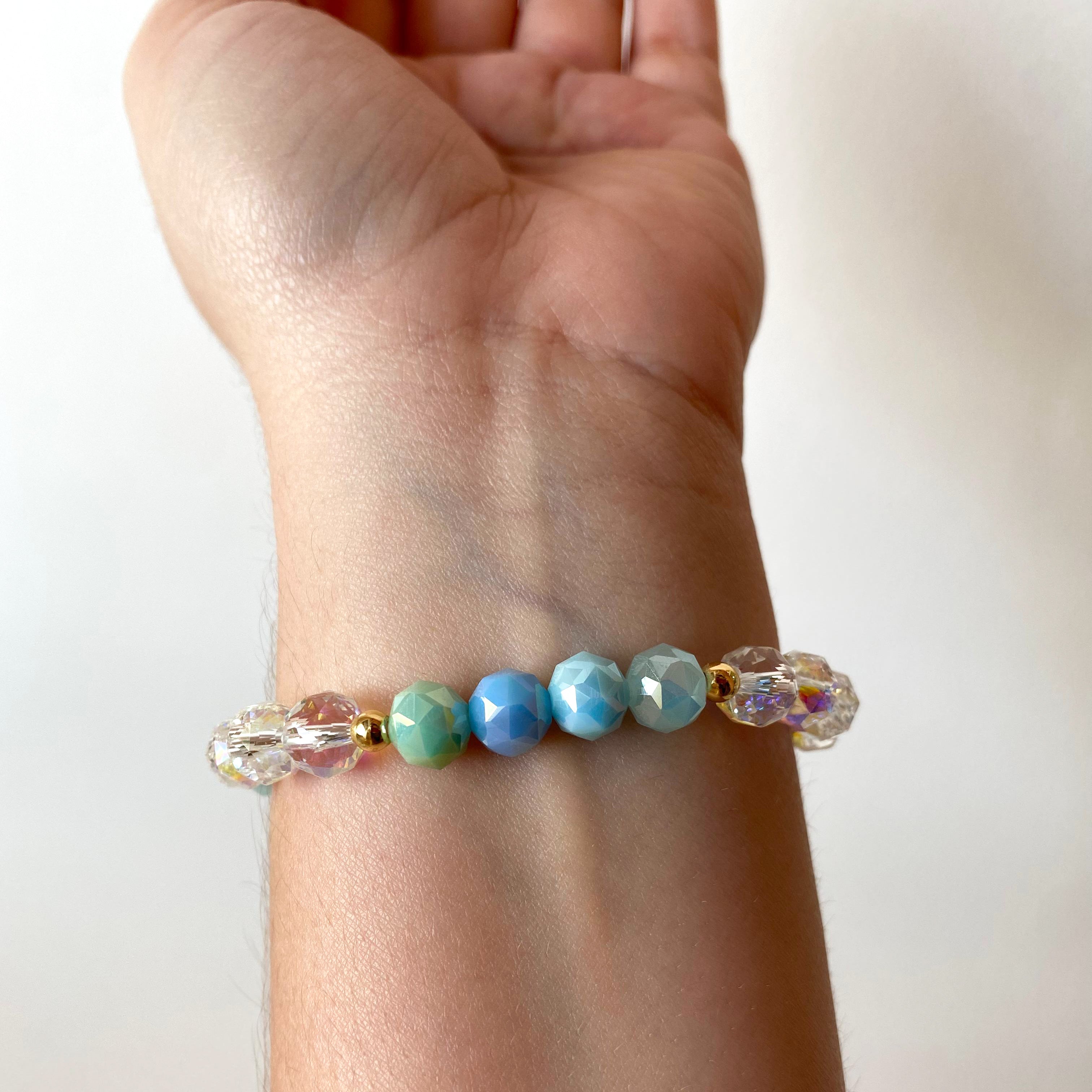 Colorful Jesus Cross Crystal Elastic Bracelets