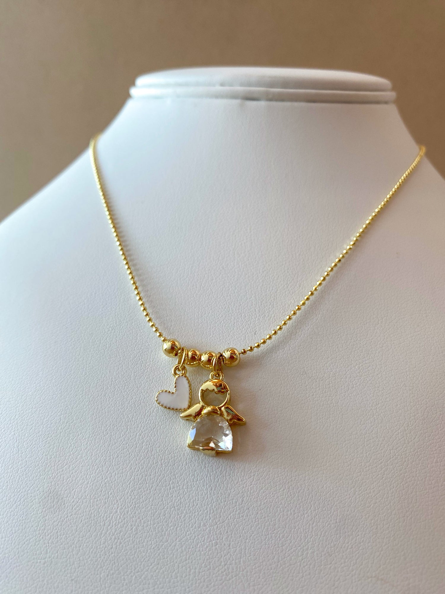 Angel and White Heart Style Necklace