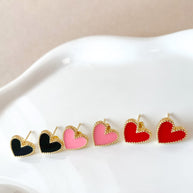 Black, Pink and Red Heart Shape Earrings