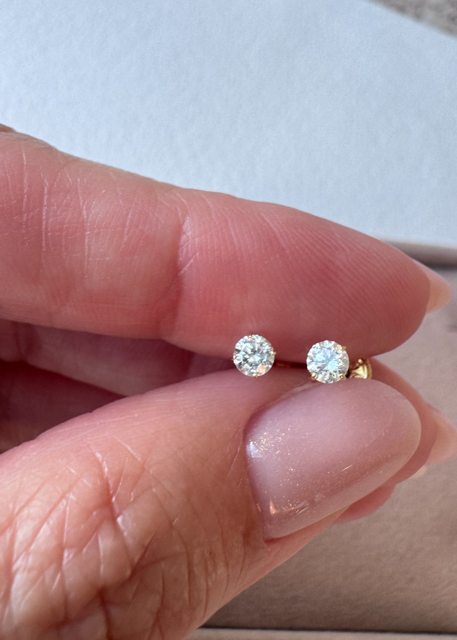Lab Diamonds 18k Solid Gold 3mm Earrings