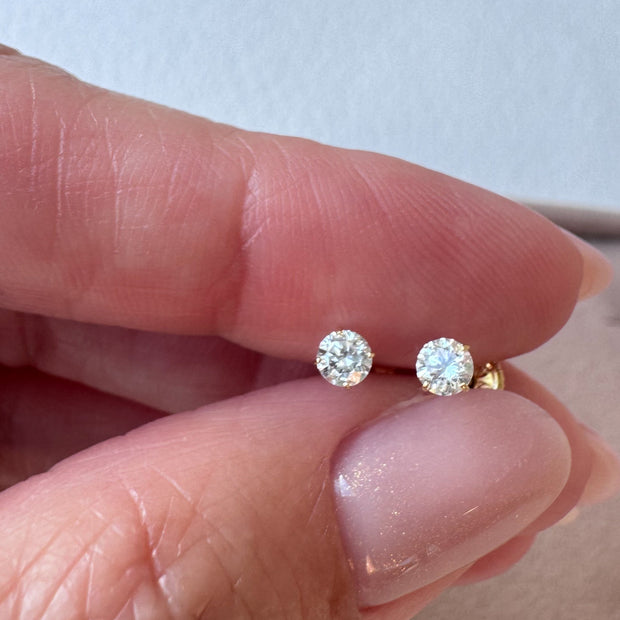 Lab Diamonds 18k Solid Gold 3mm Earrings