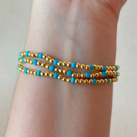 Set of 3 Elastic Golden and Blue Bracelets