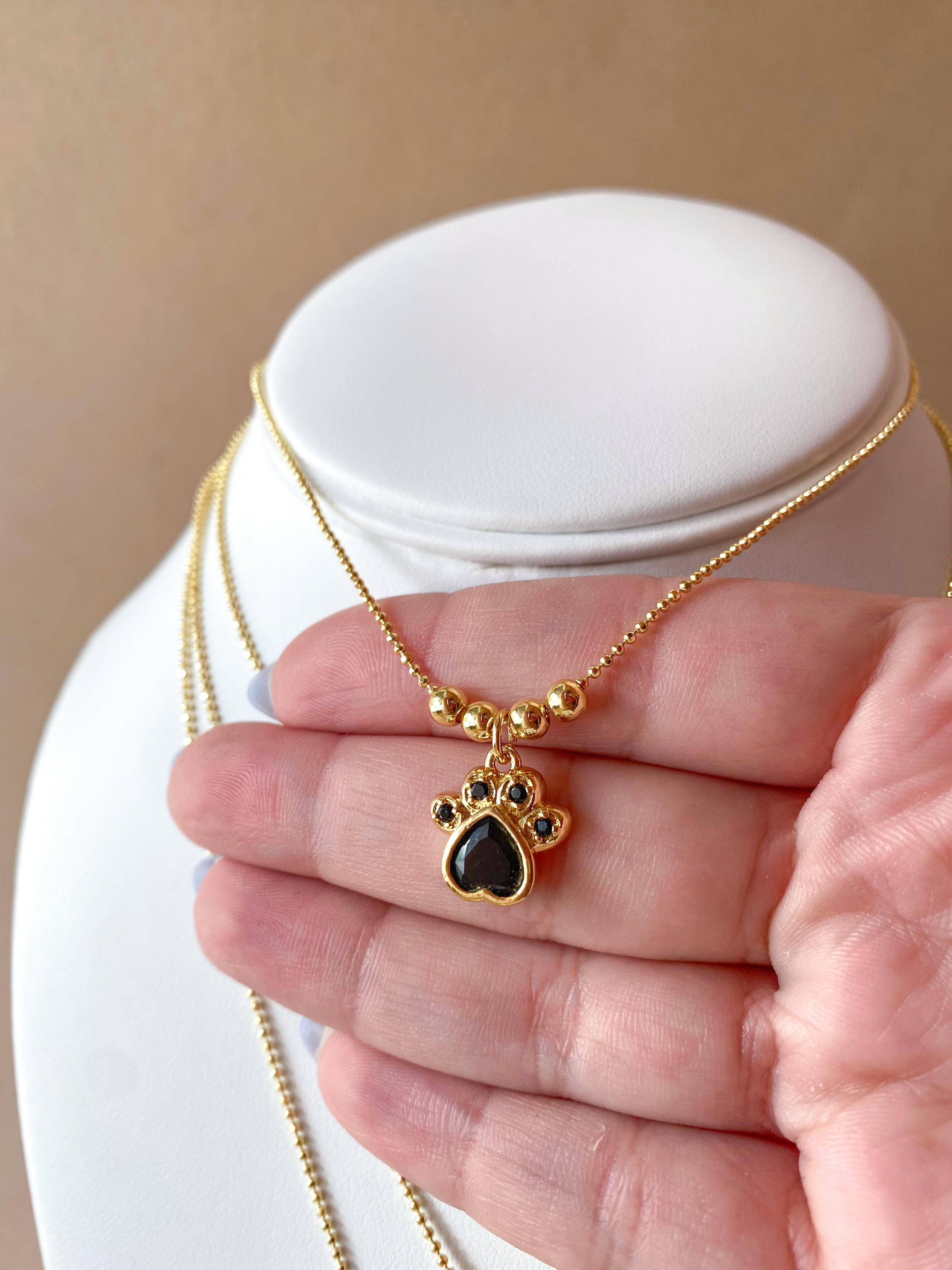 4 Different Multicolor Adjustable Dog Paw Necklaces
