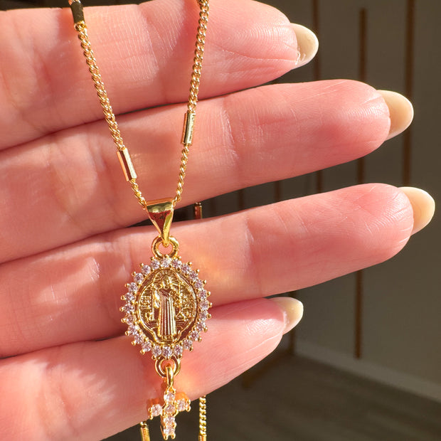 Saint Benedict & Cross Necklace