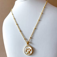 Dog Paw Mother Of Pearl Charm Necklace