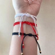 White, Red and Black Clovers Thread Adjustable Bracelets