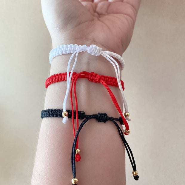 White, Red and Black Clovers Thread Adjustable Bracelets
