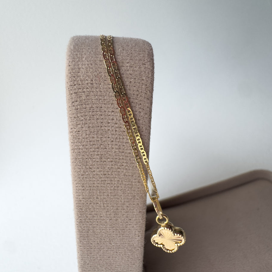 Golden Clover Mirror Style Chain or Charm - 18K Solid Gold