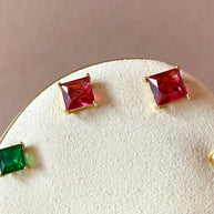 3 Different Colors of Square Crystals Earrings