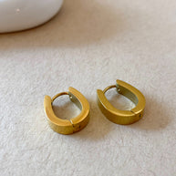 Big Oval Plain Golden Steel Hoops