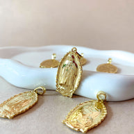 Guadalupe Virgin Big Oval Medal Golden Charm