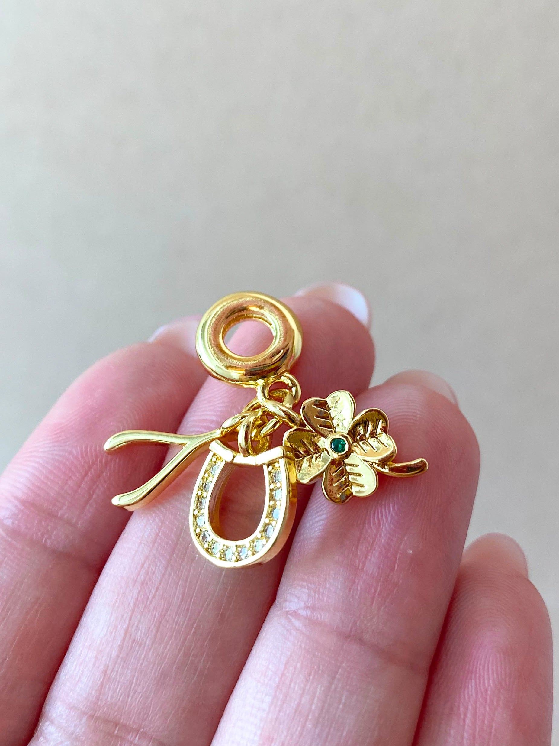 Lucky Trio Golden Charm