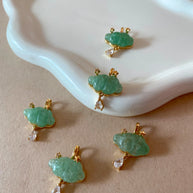 Cloud and Raindrop Crystal Green Charm