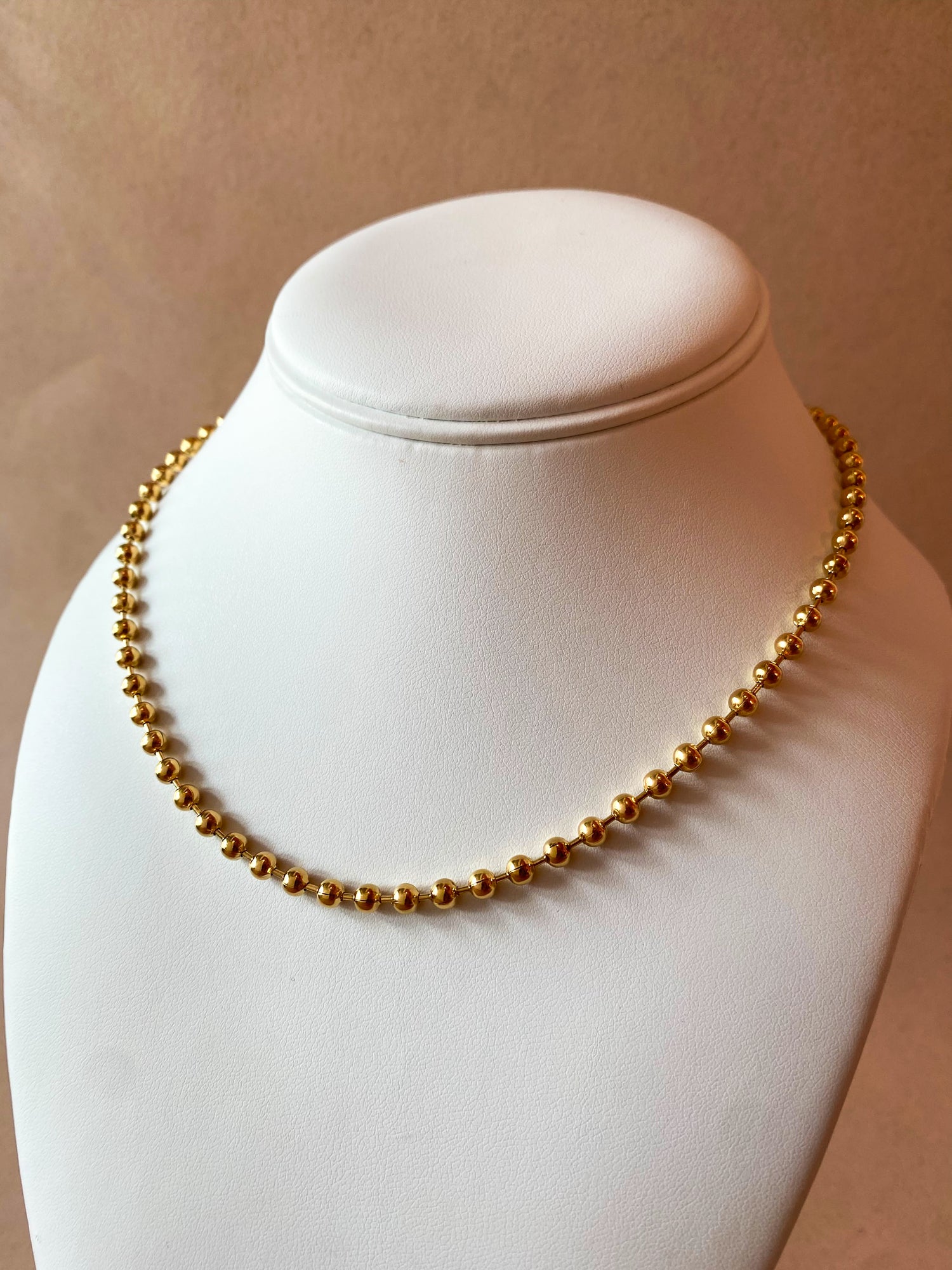 Plain Balls Pattern Golden Steel Necklace