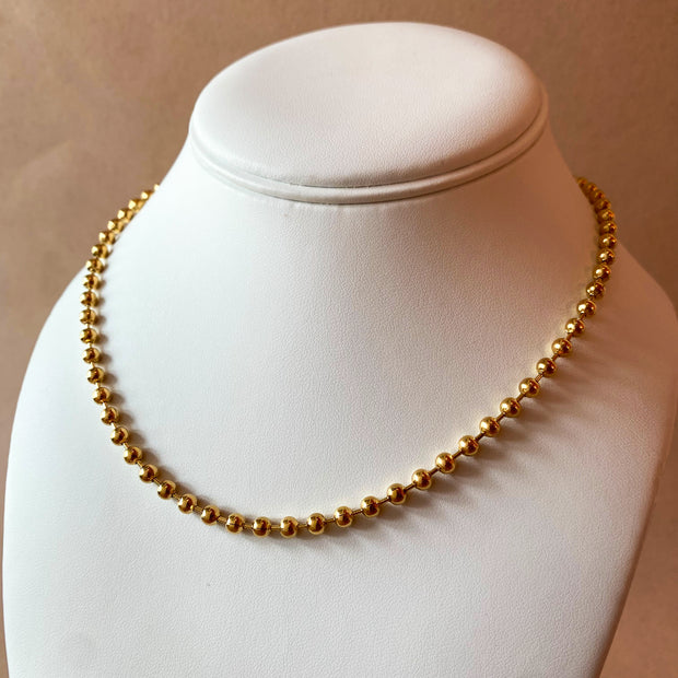 Plain Balls Pattern Golden Steel Necklace