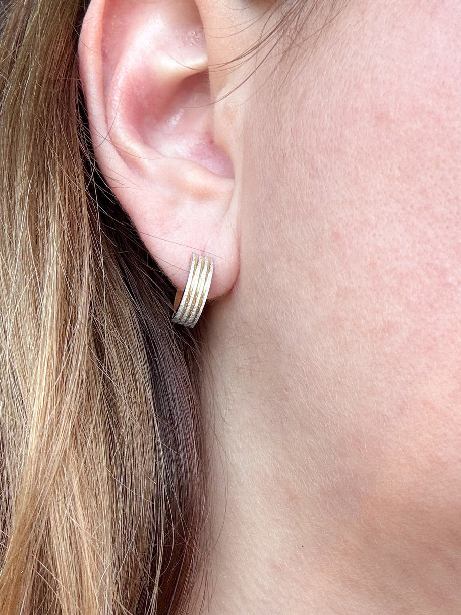 Silver & Gold Lines Steel Hoops