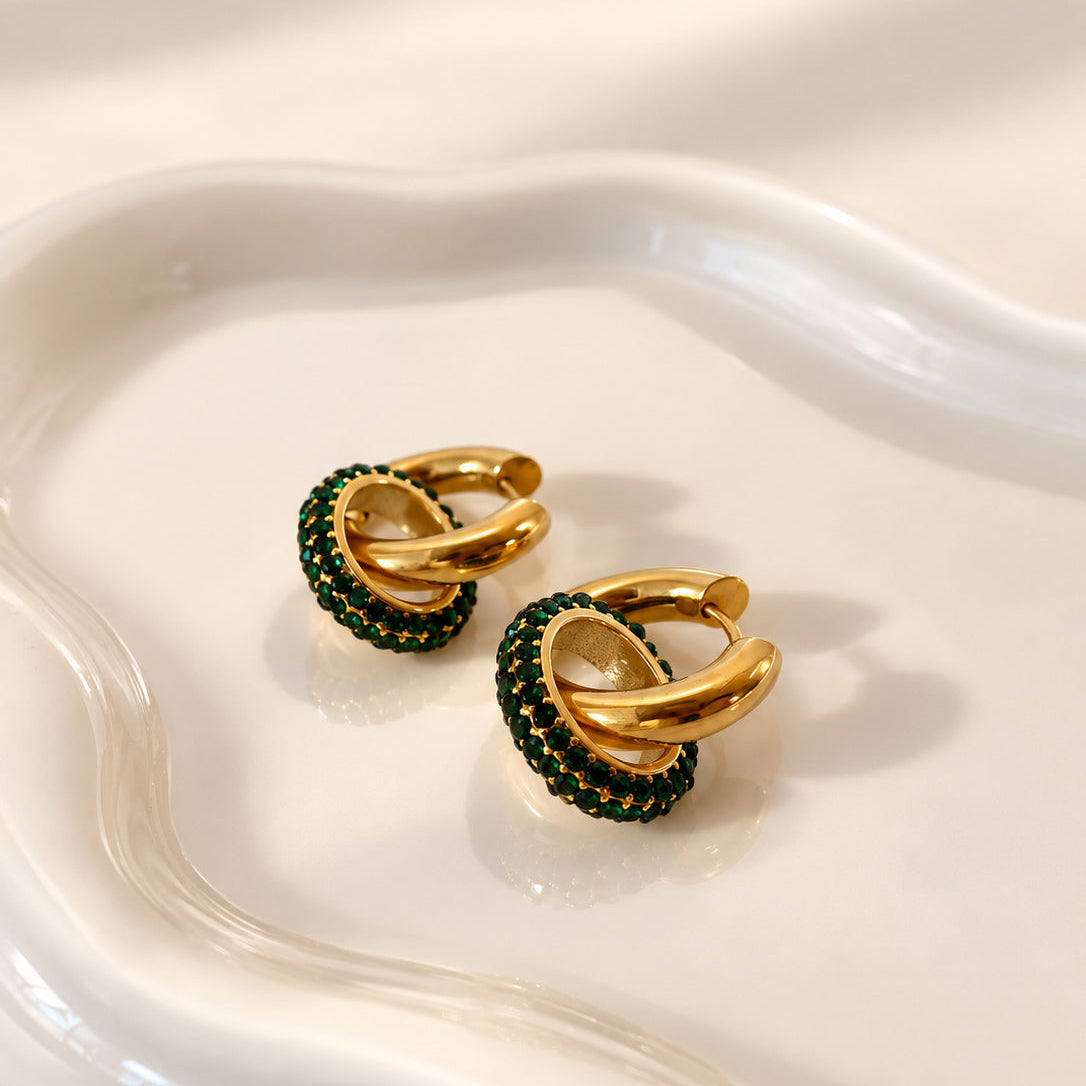 Golden and Green Zircons Steel Hoops