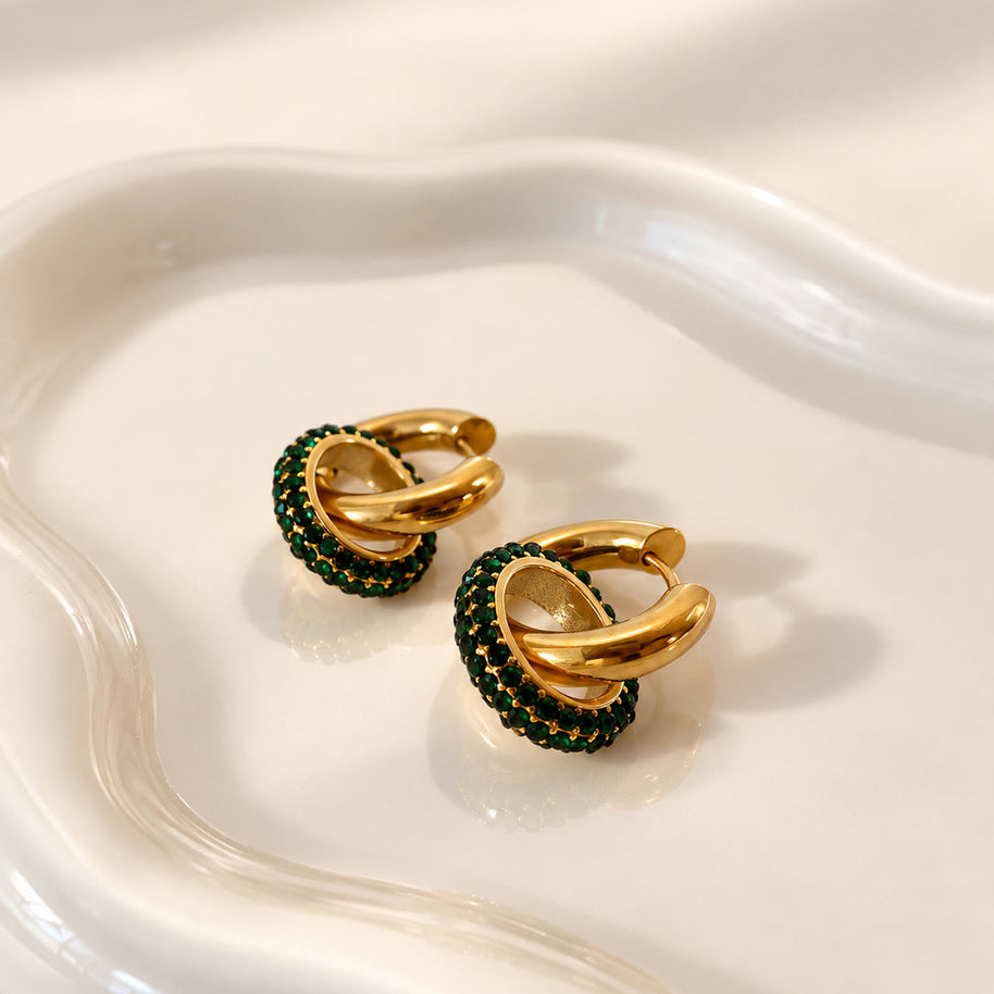 Golden and Green Zircons Steel Hoops