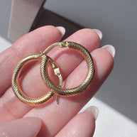 Spiral Thin 18k Solid Gold Hollow Hoops