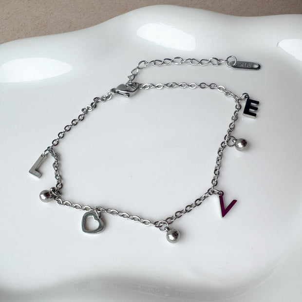 Love Silver Anklet
