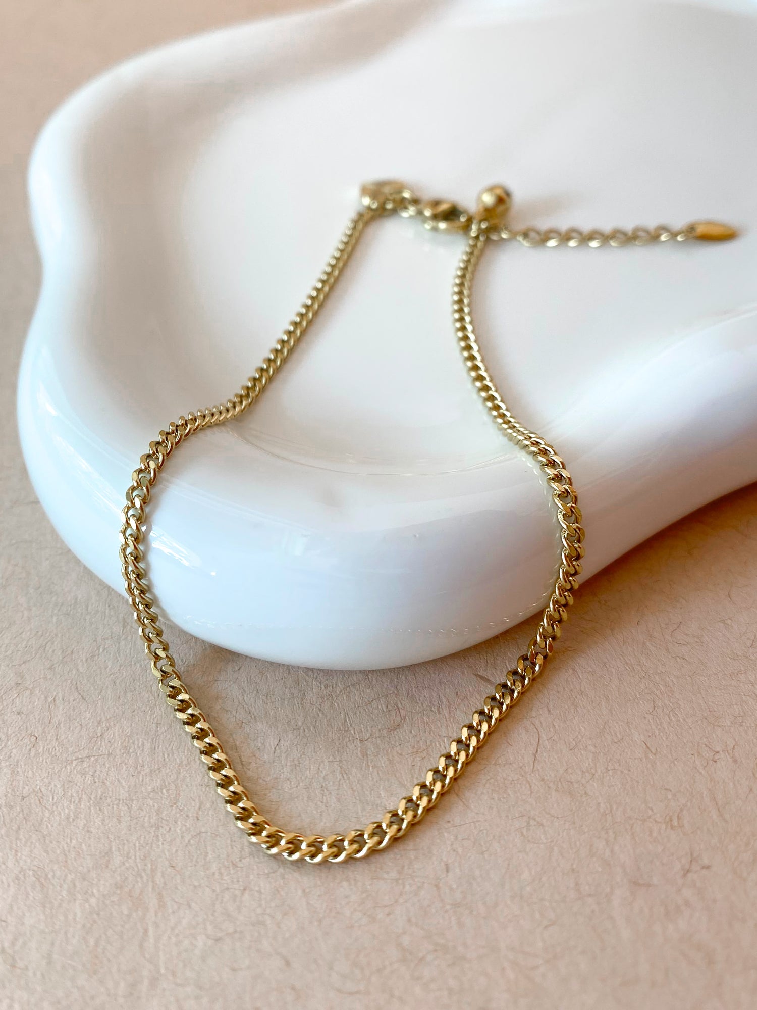 Golden Cuban Link Style Anklet