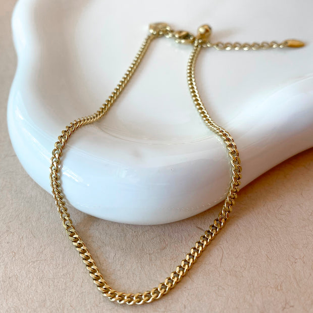 Golden Cuban Link Style Anklet