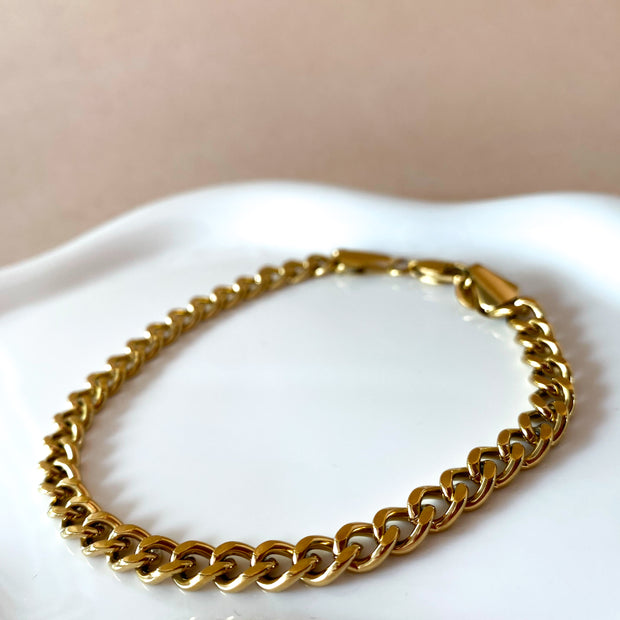 Golden Steel Medium Links Men Bracelet