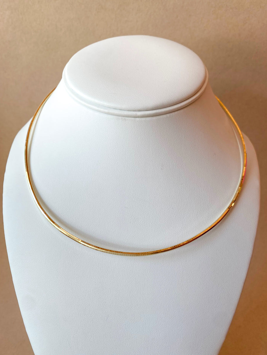 Plain Flat Golden Shiny Chain Style Necklace