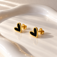 Black Hearts Steel Earrings