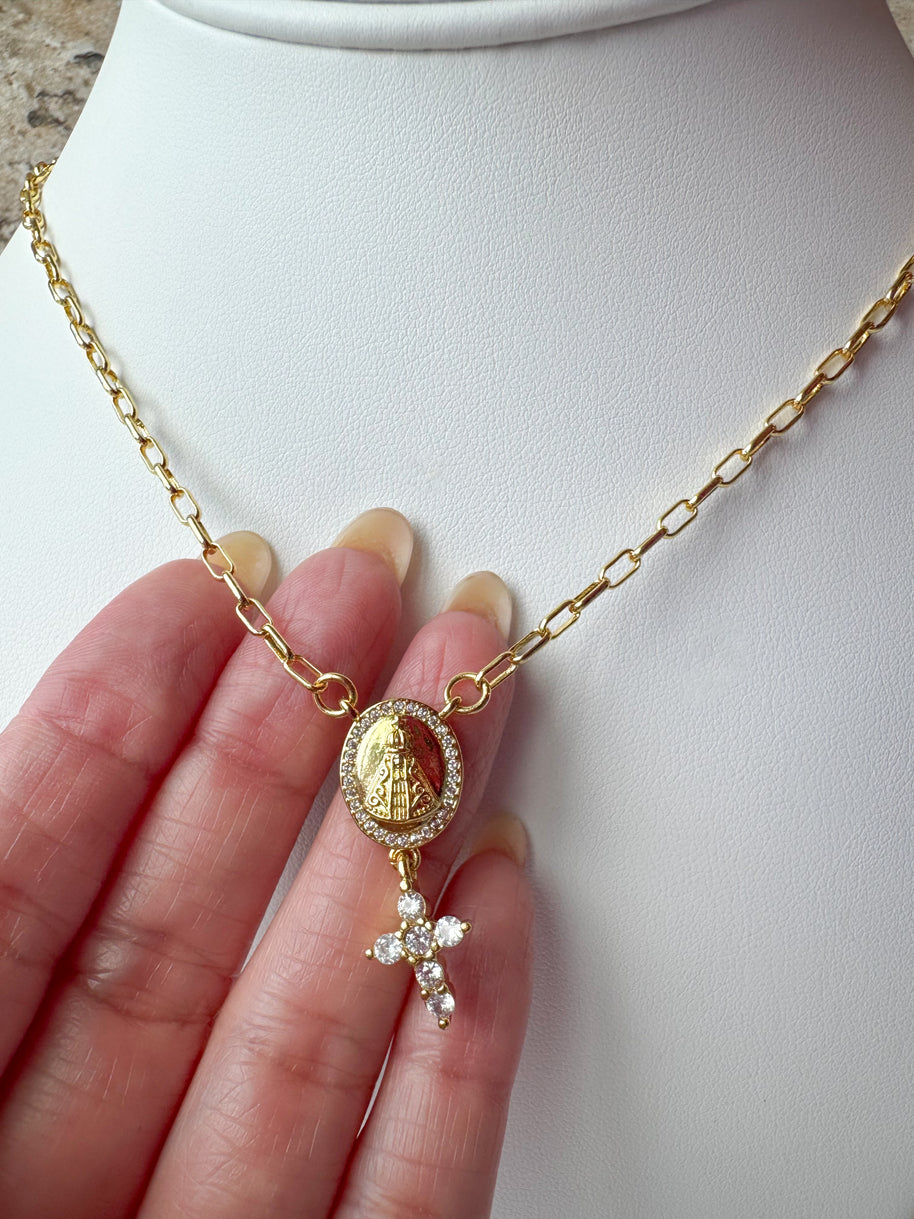 Virgin of the Valley & Jesus Heart Necklace