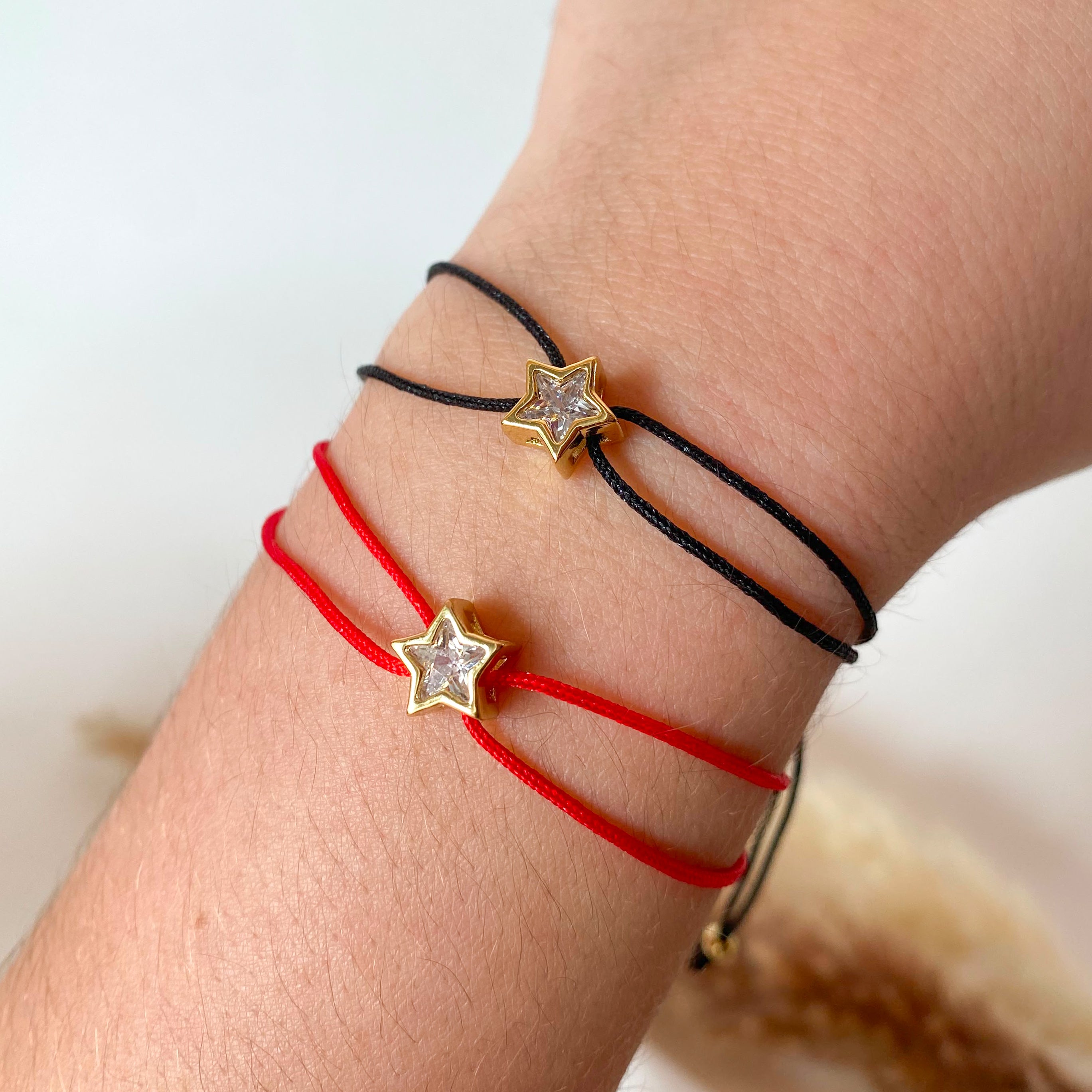Black or Red Star Crystal Thread Bracelets
