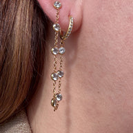 Large 2 Hoops Style Crystal Clear Steel Earrings