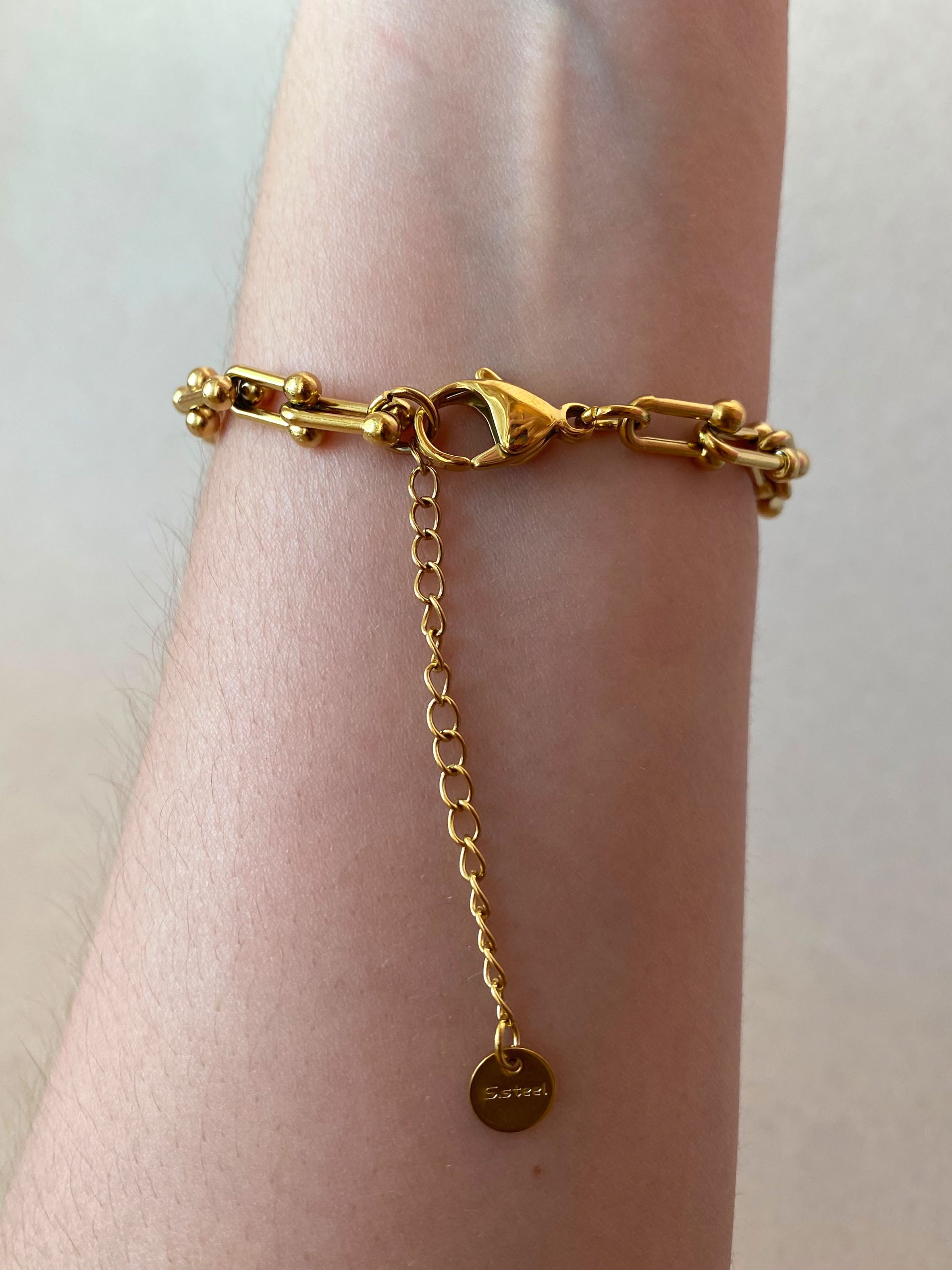 Steel Medium Links Golden Bracelet