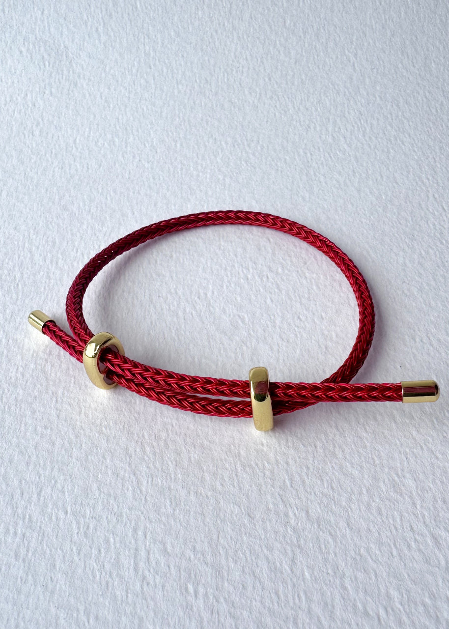 Pink, Black and Red Adjustable Leather Bracelets