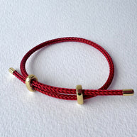Pink, Black and Red Adjustable Leather Bracelets