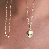 Singapure Chain 14k Solid Gold Necklace with little heart