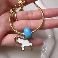 White Venezuela Map & Blue Tuerca Bracelet