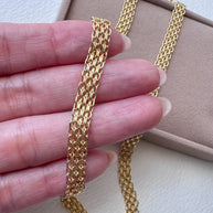Chinese Fabric Bismark Chain 18k Solid Gold Necklace