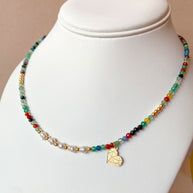 Multicolor Beads Crystal and Pearls Necklace