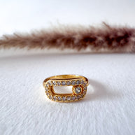 Golden Shiny Move Zircons Steel Ring