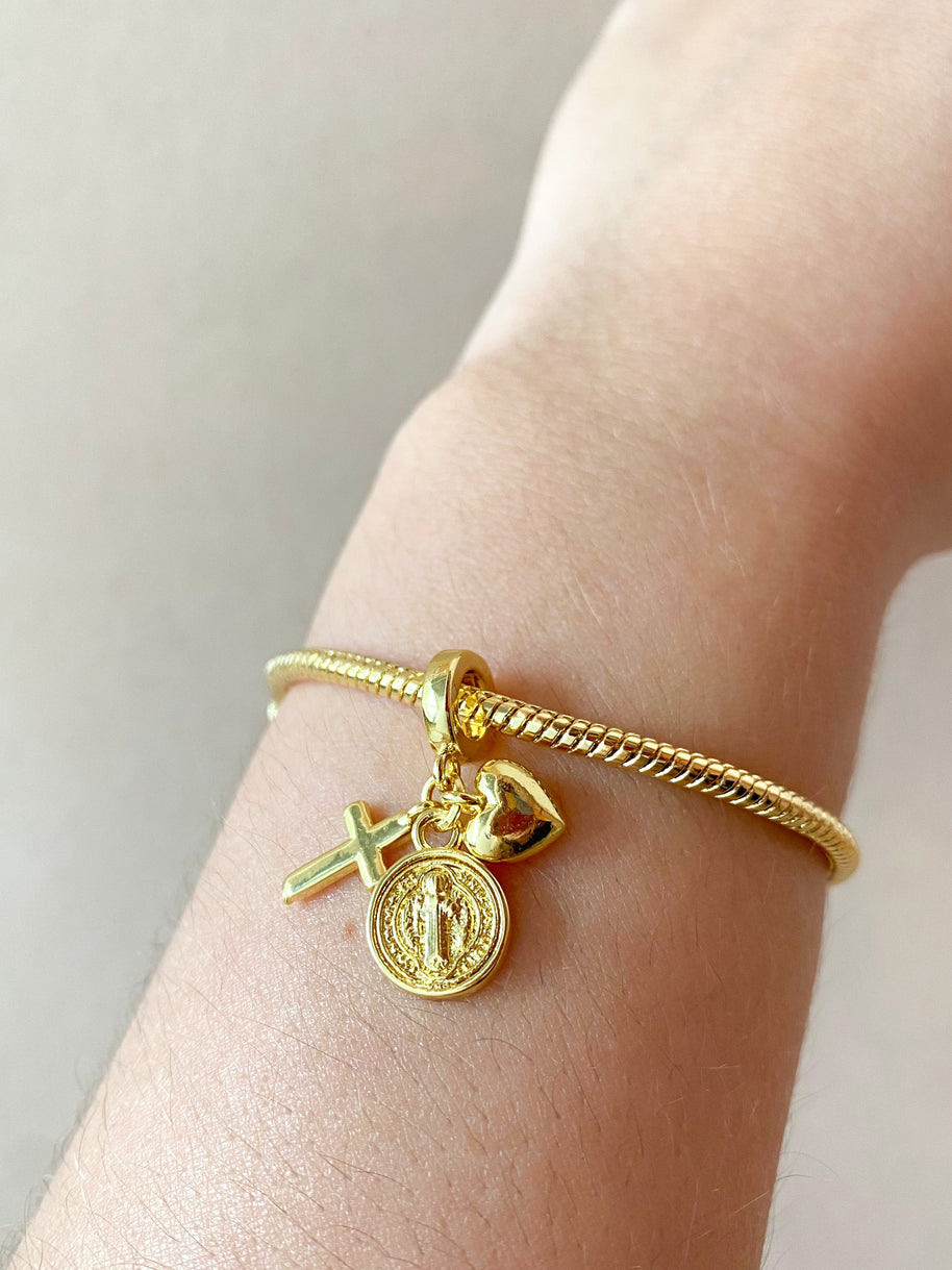 St Benedict Golden 3 Gracias Charms Bracelet