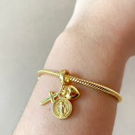 St Benedict Golden 3 Gracias Charms Bracelet