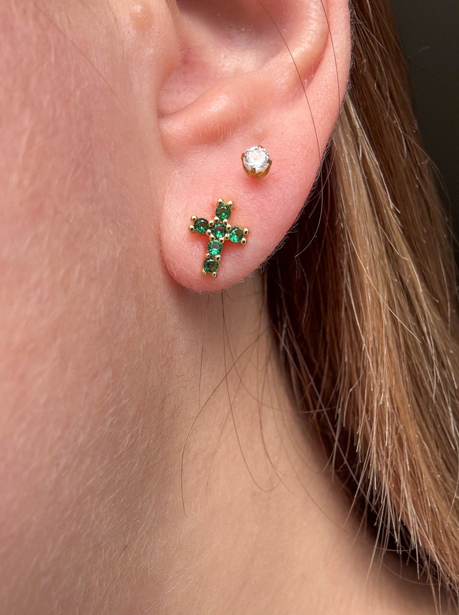 Golden Green Crystal Earrings