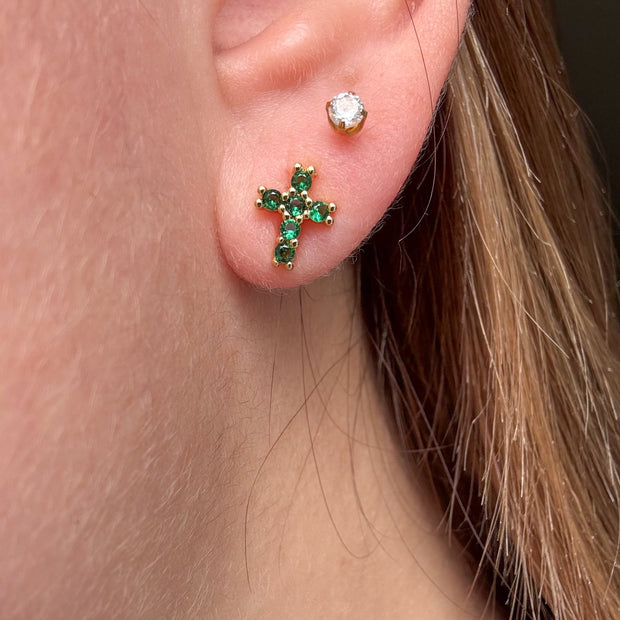 Golden Green Crystal Earrings