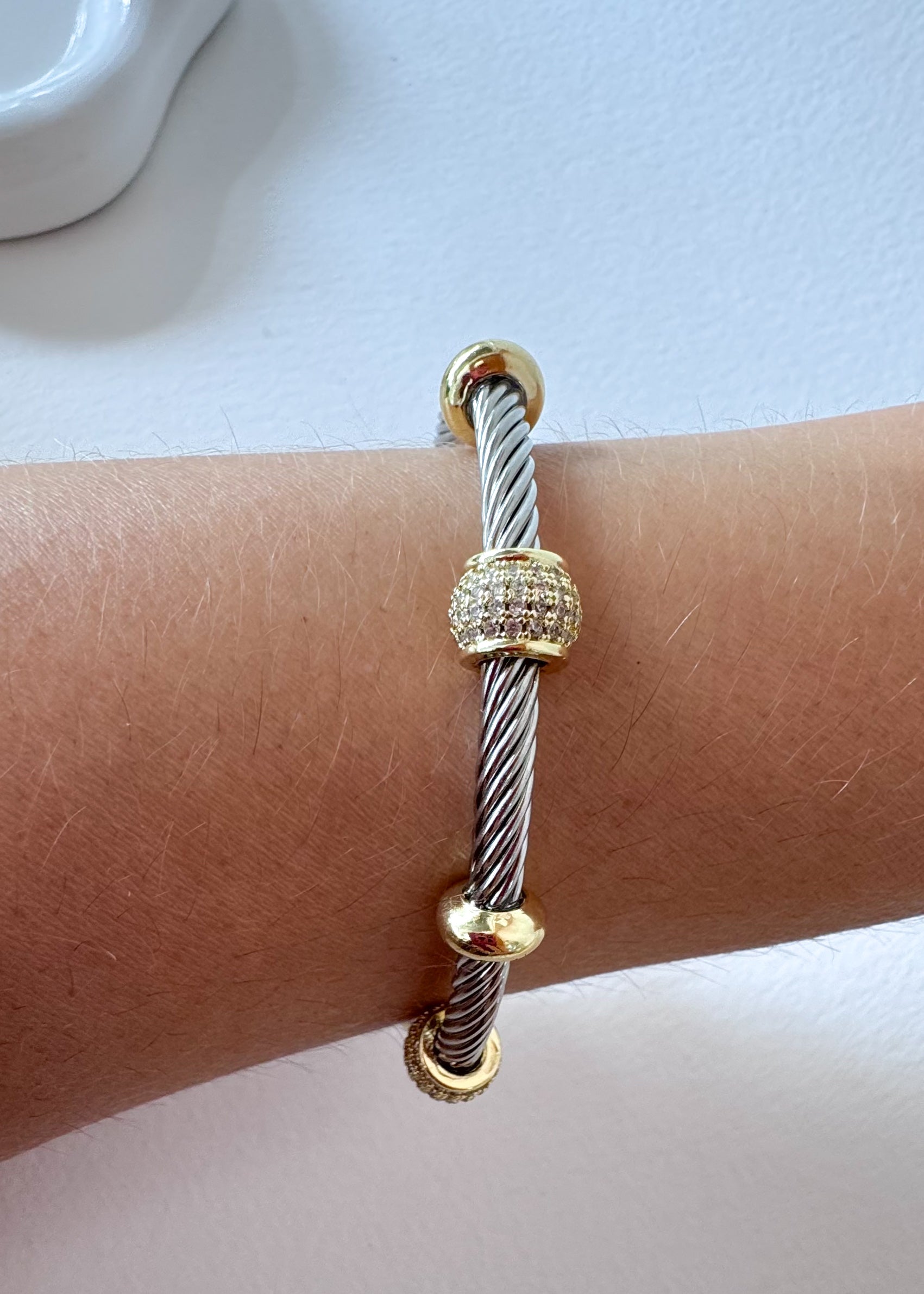 Rigid Steel Silver and Gold Shiny Bracelet