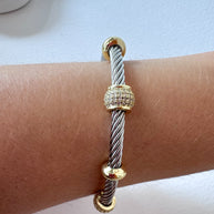 Rigid Steel Silver and Gold Shiny Bracelet