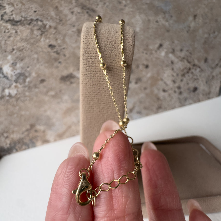 Hearts and Crystals 14k Solid Gold Necklace