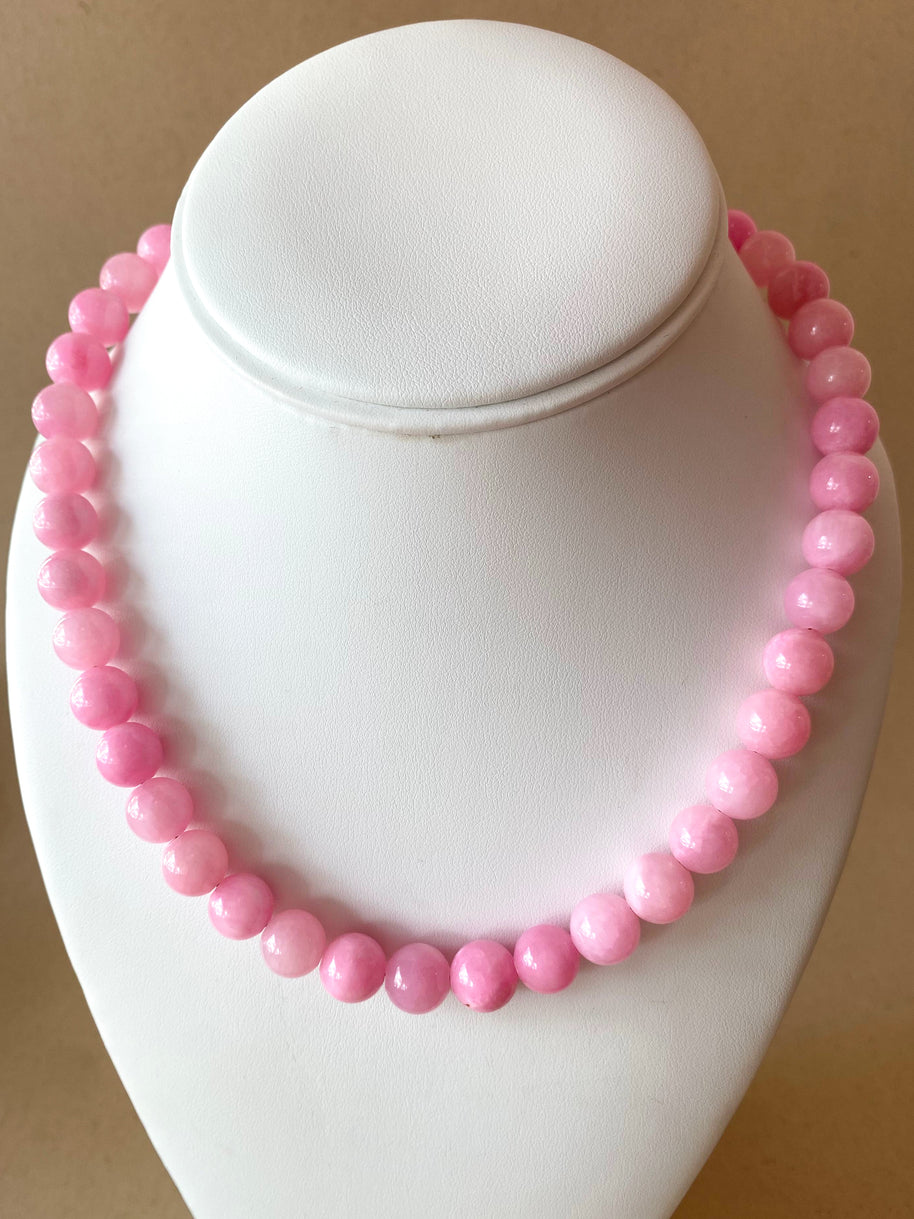 Pink Jade 10mm Necklace