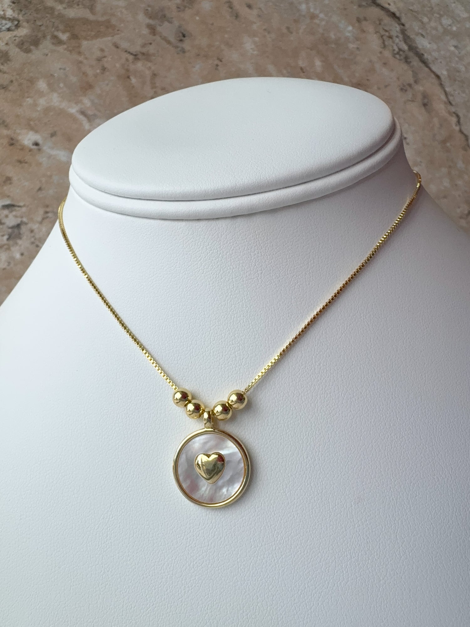 Heart Mother Of Pearl Adjustable Necklace